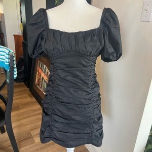 Black Dress with Puffed Sleeves